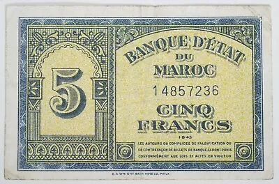 Morocco 5 Francs 1943 • $9.99