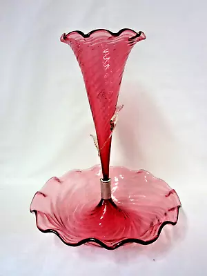 Antique Victorian Cranberry Glass Epergne • $31