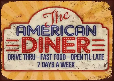 £7 • Buy American Diner Sign Metal Wall Sign 