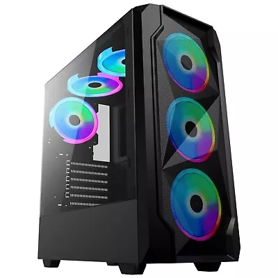 £49.95 • Buy Gaming Pc Case Atx Mesh Mid Tower With 120mm Rgb Ring Fan New Uk