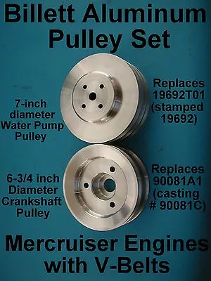 Aluminum Pulley Set Mercruiser Chevrolet Water Pump And Crankshaft 19692 90081  • $265.95