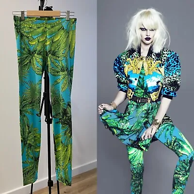 2011 VERSACE For H&M Green Tropical Palm Leggings Size 38/US8 • $77