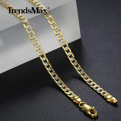 4mm 18-36  Hammer Curb Cuban 10K Gold Filled Chain Necklace Men Women Christmas • $9.97