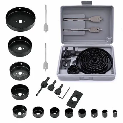 20Pcs Hole Saw Kit Drill Bit Set 5 (127mm) - 3/4  (19mm) Saw Blades Wood PVC US • $15.19