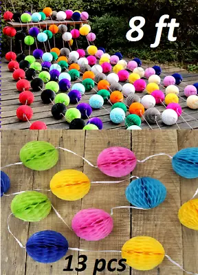 8ft Honeycomb Garland Bunting Banner Party Birthday Decoration 13 Mini Balls • £3.49