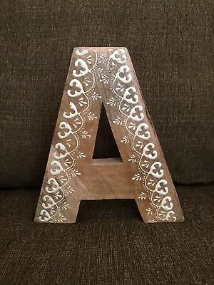 Large Hand Painted Detail Wooden Letter “A” Wall / Table Decor Made In India • $10.50