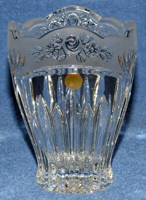 £12.50 • Buy VINTAGE Oneida Lead Crystal 24% Vase 'Southern Garden', Frosted Rim & Roses