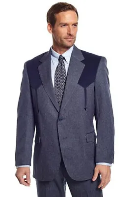 Circle S Mens Heather Navy Polyester Boise Sportcoat Western • $132.99
