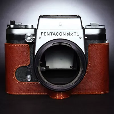 Vintage Genuine Real Leather Half Camera Case Bag Cover For Pentacon Six TL • $29.69