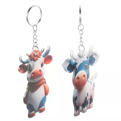  2 Pcs Key Chains Highland Cow Series Metal Baby Rings Gifts • £6.69