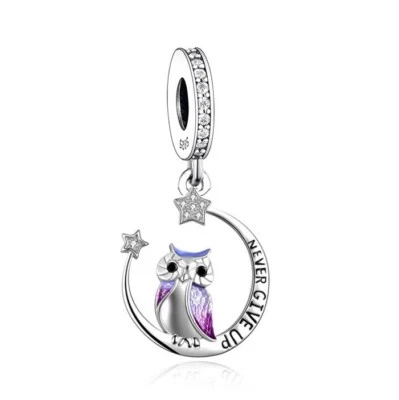 $27.99 • Buy SOLID Sterling Silver Never Give Up Night Owl Heart Charm - YOUnique Designs