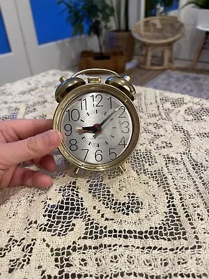 Vintage Westclox Baby Twin Bell Wind Up Brass Clock • $18