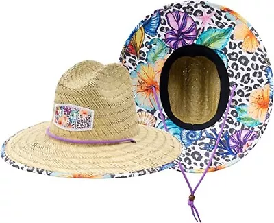 Leopard Print Shells Fabric Pattern Print Straw Sunhat Men & Women Cruise Boat • $29.95