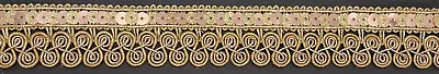 1&1/2  Metallic Rose Gold Venice Venise Lace Braid Gimp Trim Gold Sequin 5 Yards • $34.99