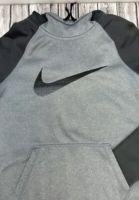 Nike Therma Fit Funnel Neck Hoodie Men’s Small Grey And Black Front Pocket S • $20.76