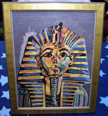 Cross Stitch Pharaoh Egyptian Mummy Hand Made Finished Framed Embroidery 14-11 • £19.99