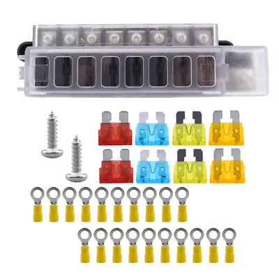 8-way 12V-32V 100A Car Fuse Box Circuit Breaker Blade Fuse Kit 1 Input 8 Output • $37.64