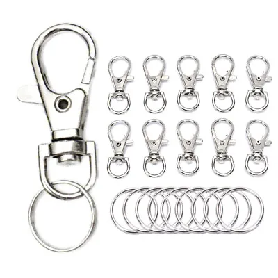 50Pcs Metal Swivel Lobster Clasps Clips Hook With Key Ring DIY Jewelry Cr.W_ • $8.30