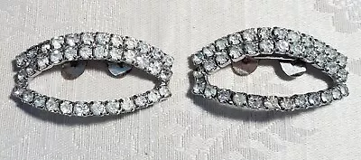 Vintage Pair Of Signed Musi Oval Sparkly Rhinestone Shoe Clips ~ Beautiful ~ • $26.99