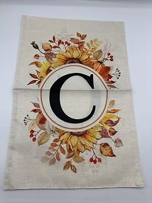 Fall Monogram Letter Garden Flag Sunflower Pumpkin Leaves 12x18 Inch 12 X18  C • $3.99