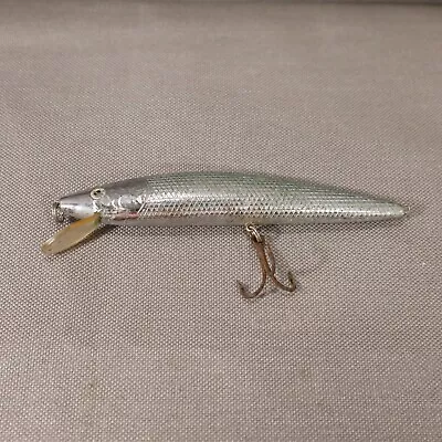Vintage Unbranded Large Fishing Lure Silver Minnow Crankbait Freshwater Pike • $8