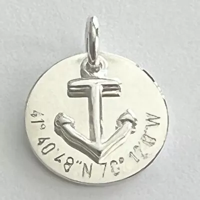 Anchor On Cape Cod Coordinate Sterling Silver Disk PENDANT ONLY • $14