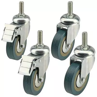 £12.29 • Buy 4x Heavy Duty 75mm Rubber Swivel Castor Wheels Trolley Furniture Wheel 200KG