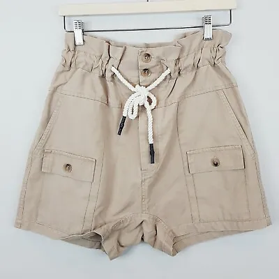 BASSIKE Womens Size 0 Or 6 / XS Beige High Waisted Utility Shorts RRP $225 • $120
