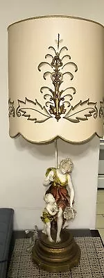 Antique Vintage L. F. Moreau Large 38” Painted French Metal Sculpture Table Lamp • $271.99