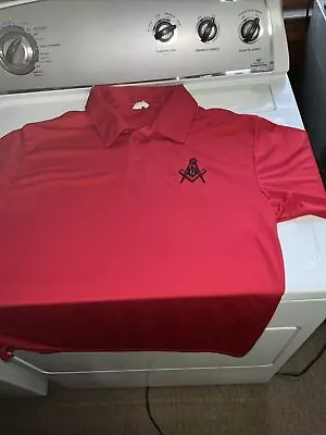 Men’s Freemason Masonic G Fraternity Logo Red Polo Shirt- Size X-Large • $19.99