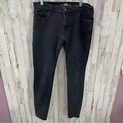 Hollister Super Skinny Black Denim Jeans Mens 34X34 • $18.75