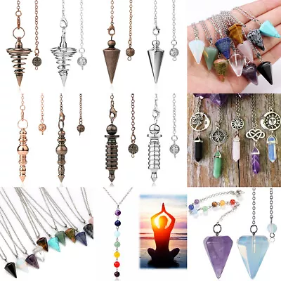 Natural Quartz Crystal Stone Pendant Chakra Pendulum Necklace Healing Reiki Yoga • $1.86