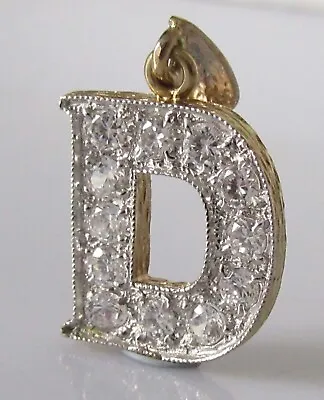 Gold CZ Pendant - 9ct Yellow Gold Capital Letter 'D' Cubic Zirconia Pendant • £149