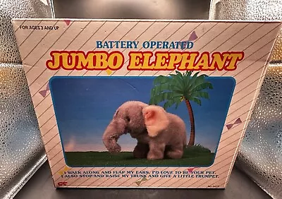 Vintage Battery Operated Jumbo ELEPHANT Walks Flaps Ears Trumpets With Box NOS • $19.99