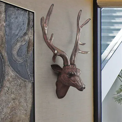 Vintage Resin Reindeer Deer Stags Antlers Head Wall Mounted Large Sculpture • £54.54