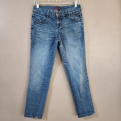 Elle Womens Skinny Ankle Jeans Size 6 Blue Distressed Mid Rise Stretch • $9.97