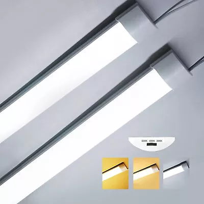 LED Batten Low Profile Fluorescent Ceiling Tube Light 6500K 54W Dimmable 1-4FT • £6.89