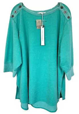 Jane And Delancey Women's Blouse Top Vintage Look 3/4 Sleeve Plus Size 1X Teal • $24.99