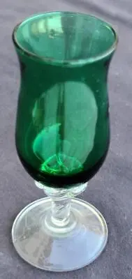 Beautiful Green Glass Stemmed Cordial – Applied Clear Glass Stem – VGC –GORGEOUS • $9.99