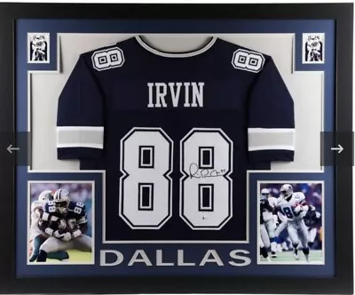 Michael Irvin Signed Framed Jersey (Beckett COA) • $485