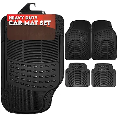 4pcs Heavy Duty Universal Black Rubber Car Mat Set Non Slip Van Mats • £9.99