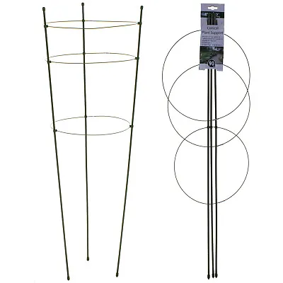 90cm 3 Ring Conical Plant Support Metal Cage Frame Climbing Flowers Adjustable • £7.99