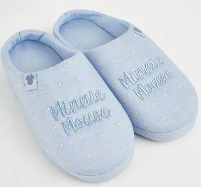 Official Disney Mickey & Minnie Mouse Blue Floral Slippers  UK Sizes 3 - 6 New • £14.99