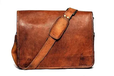 Bag Leather Genuine Messenger Laptop Men's Shoulder Satchel Briefcase Vintage • $60.60