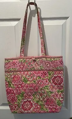 VERA BRADLEY Quilted Floral Pink Petal Tote Bag Purse Retired Vintage Dbl Strap • $19.99