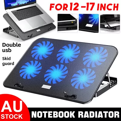 A9 Laptop Cooling Pad Cooler 6 Powerful Fan Table Stand For 12 -17  Laptop LED • $27.85