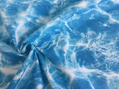 Ocean Blue Water Effect Fabric Curtain Upholstery Sky Material -280cm Extra Wide • £0.99