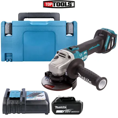 Makita DGA463 18V BL Angle Grinder 115mm With 1 X 5.0Ah Battery Charger & Case • £258.97