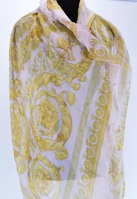 NEW Versace $525 Pink & Gold Modal Silk BAROQUE Scarf • $250.28