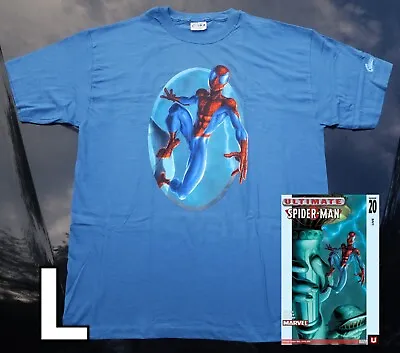 Vintage Marvel Comics 02 Spiderman Statue Liberty  Graphitti T-Shirt L Deadstock • $45